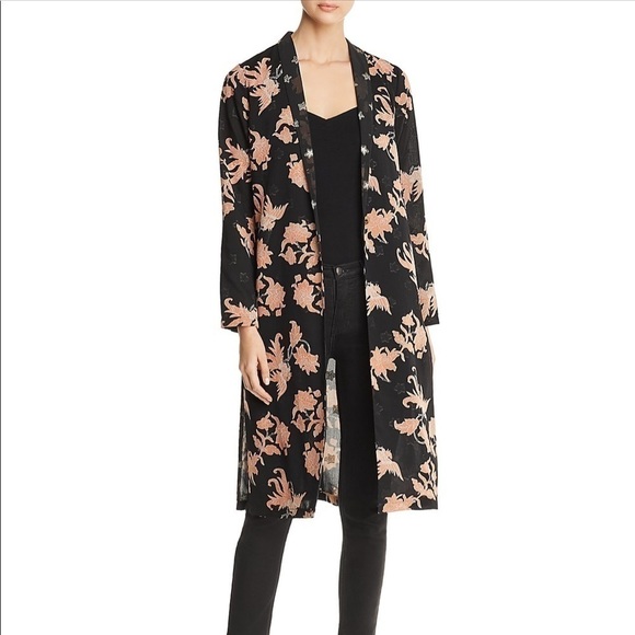 SCOTCH & SODA Black Floral Overcoat Duster Small - Picture 1 of 11